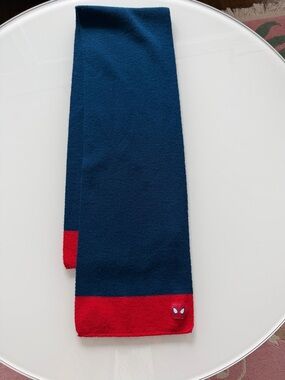 Marvel kids Navy and Red Knit Scarf with Spider Mask Patch